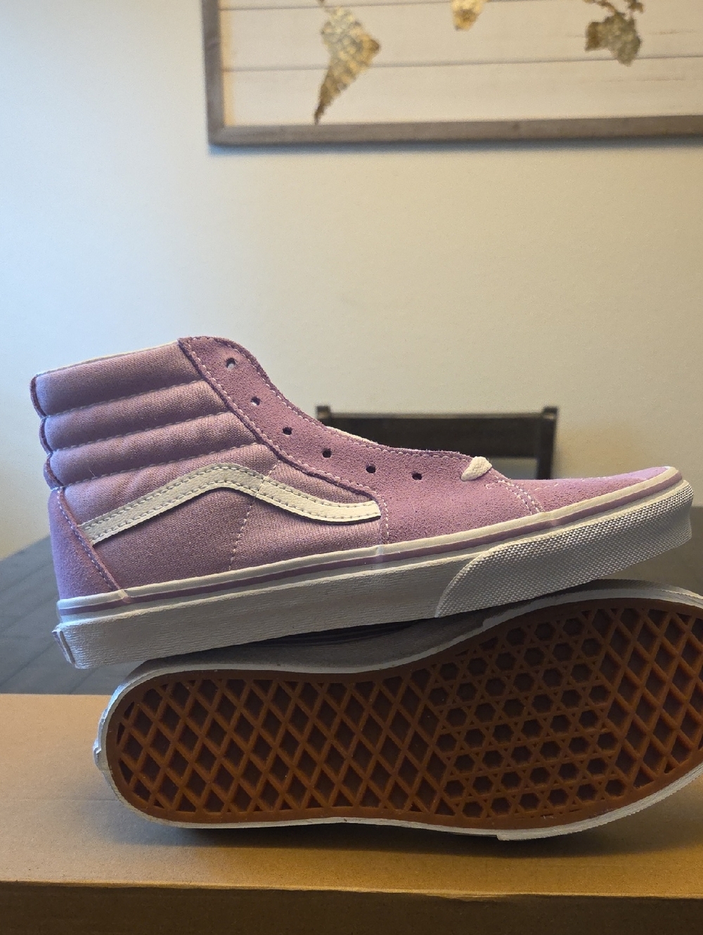 Vans Sk8-Hi Lilac High-Top Sneakers with White Side Stripe